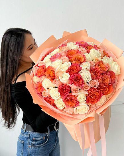 Bouquet of Bouquet of 75 roses flowers delivered to Astana