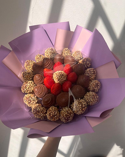 Bouquet of VIP From Juicy Strawberries in Unrealistically Delicious Chocolate flowers delivered to Shymkent