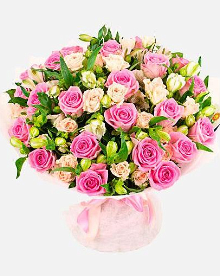 Букет из розовых роз "Гармония" с доставкой по Алматы