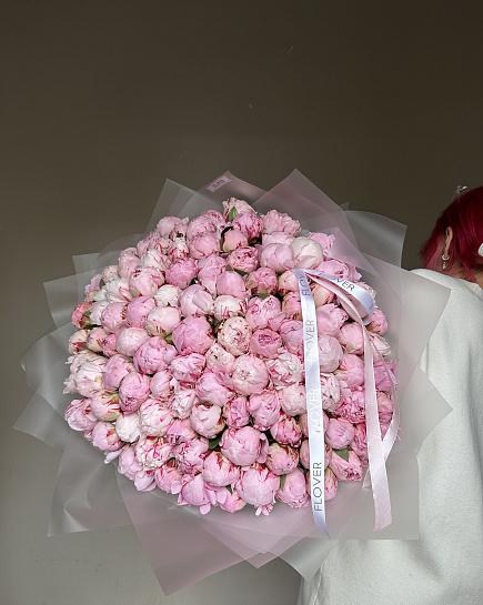 Bouquet of 101 pink peonies flowers delivered to Astana