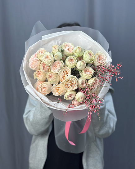 Bouquet of White roses flowers delivered to Astana