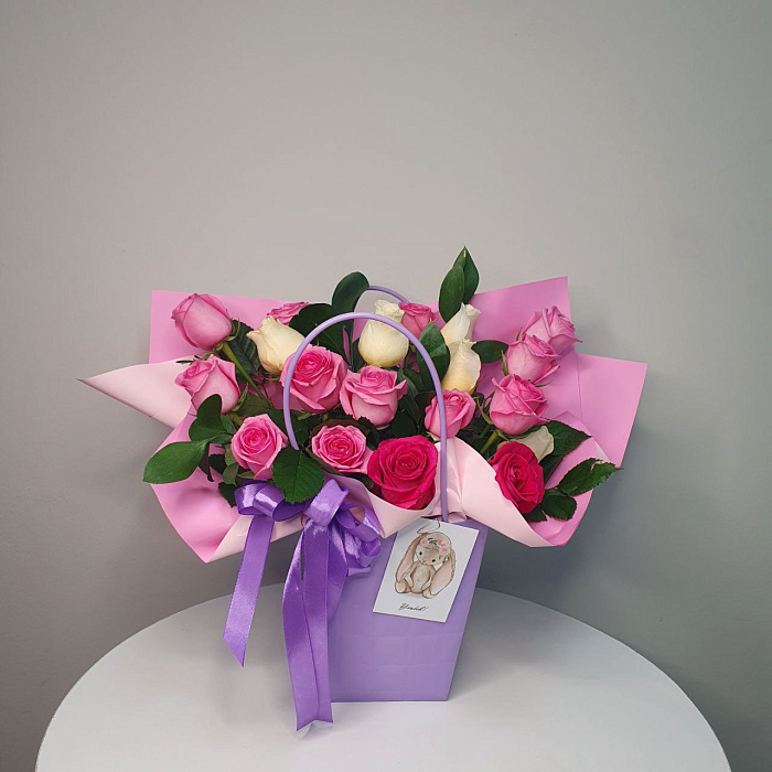 Delicate roses in a box