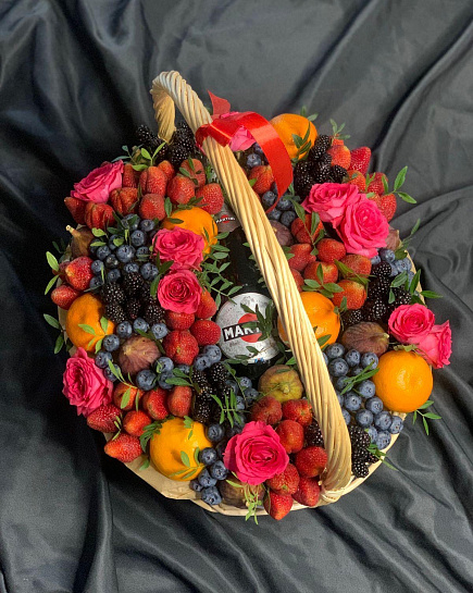 Bouquet of Basket with Martini berries and fresh fruits flowers delivered to Almaty