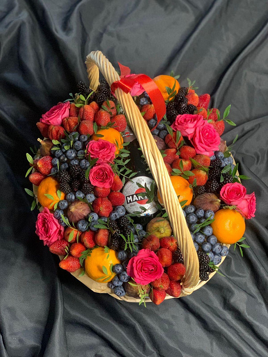 Basket with Martini berries and fresh fruits