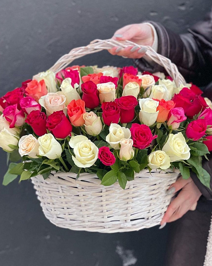 Bouquet of Basket of 101 roses flowers delivered to Aralsk