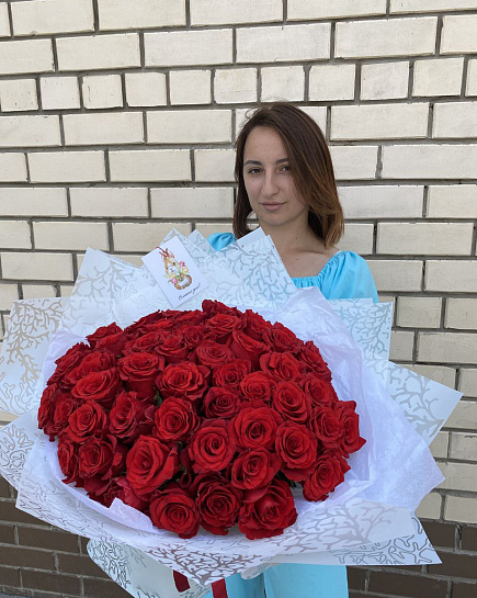 букет из 51 красной розы  с доставкой по Астане