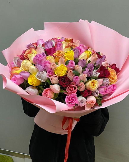 Bouquet of 101 mix of roses flowers delivered to Aktau
