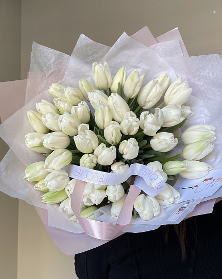 Bouquet of Bouquet of white tulips flowers delivered to Astana