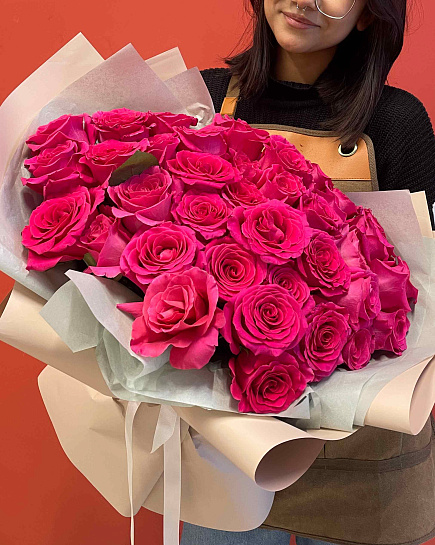 Bouquet of Mono bouquet of 35 crimson roses flowers delivered to Astana