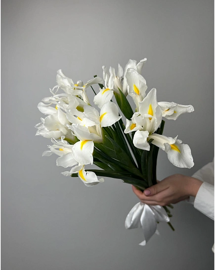 Bouquet of 15 white irises flowers delivered to Astana