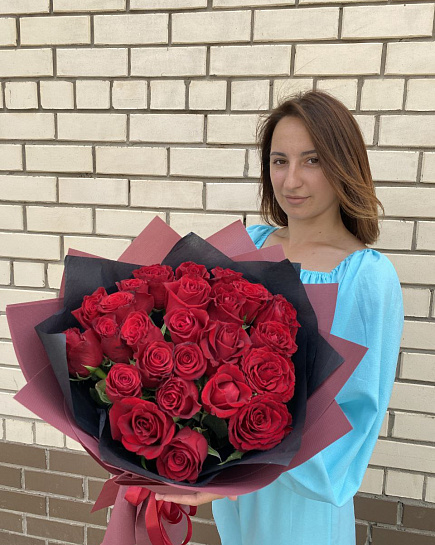 букет из 25 красных роз с доставкой по Астане