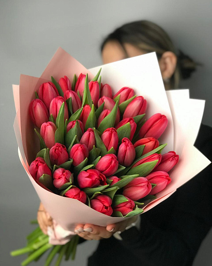 Bouquet of Tulips 35 pcs flowers delivered to Semey