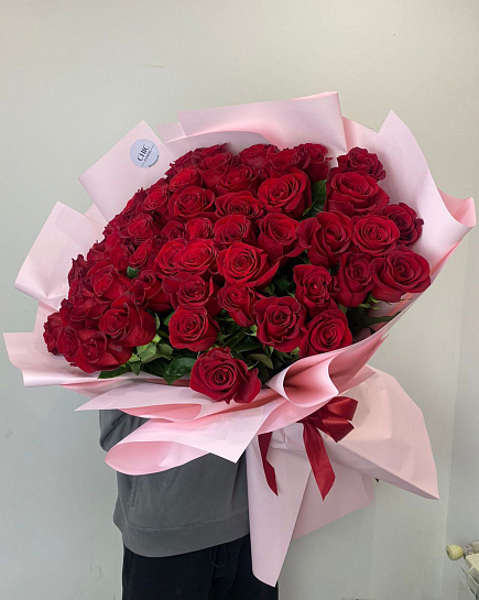 Bouquet of 51 Dutch meter roses 100 cm with delivery to Astana