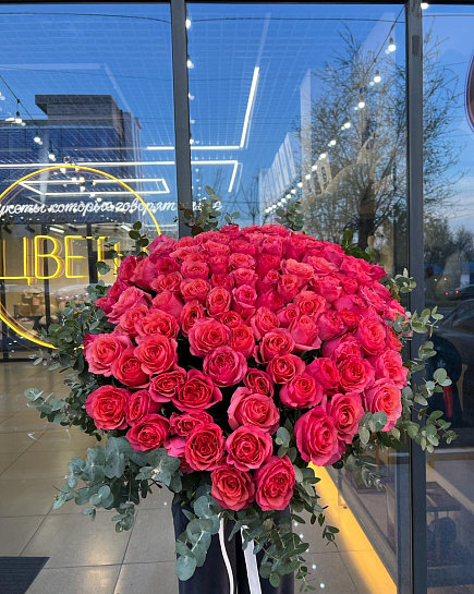 Bouquet of 101 measures red roses flowers delivered to Shymkent