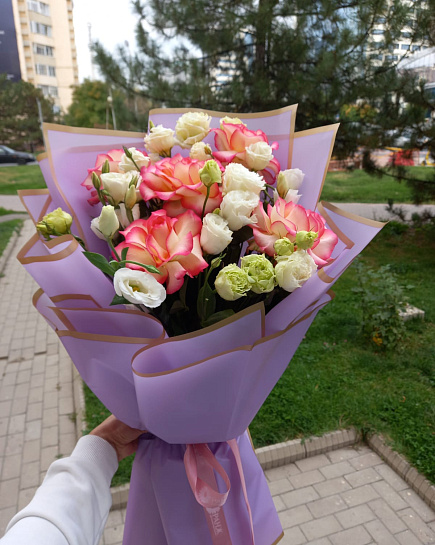 Bouquet of botanical mosaic flowers delivered to Almaty