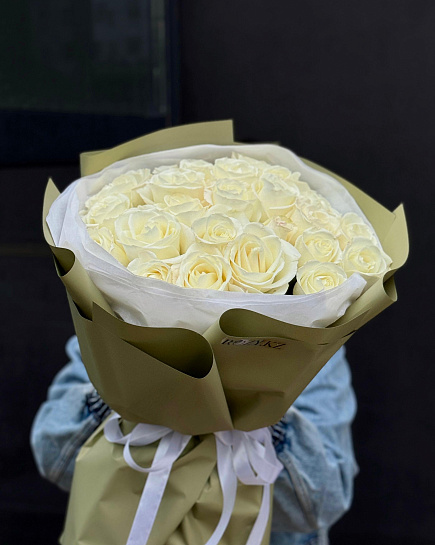 Bouquet of Bouquet of 25 white roses flowers delivered to Astana