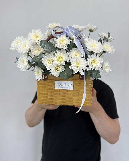 Bouquet of Chrysanthemum in a basket flowers delivered to Astana