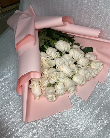 Bouquet of White roses in a chic design flowers delivered to Rudniy