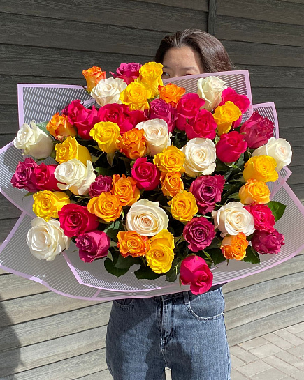 Bouquet of 51 Rose mix flowers delivered to Almaty