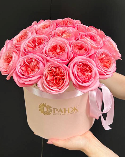 Bouquet of Bouquet of 25 peony roses in a box flowers delivered to Almaty