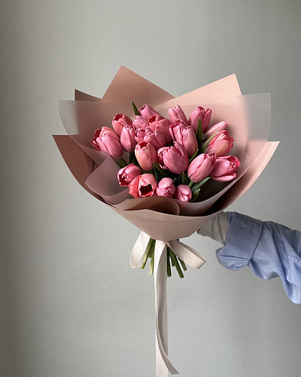 Тюльпаны розовые 25шт с доставкой по Алматы