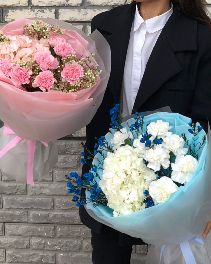 Bouquet of Bouquet of hydrangeas and dianthus (price for 1 bouquet) flowers delivered to Almaty