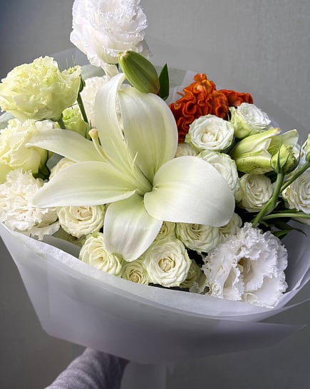 Букет: лилии, кустовая роза, эустома with delivery to Astana