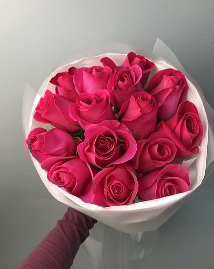 Монобукет из 15 роз (оттенок на вкус флориста) с доставкой по Астане
