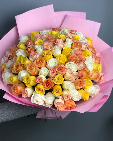 Assorted bouquet of 101 roses with delivery to Almaty