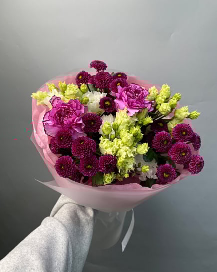Фиолетовая гармония с хризантемами с доставкой по Астане