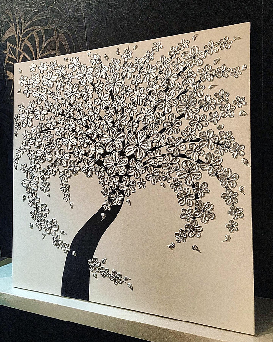 Painting Blooming in Silver