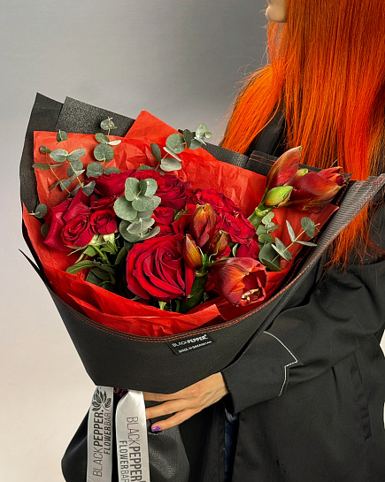 Bouquet of RED HOT CHILI flowers delivered to Almaty
