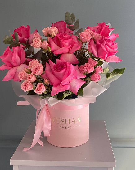 Bouquet of Shrub and Classic Roses in a Box flowers delivered to Astana