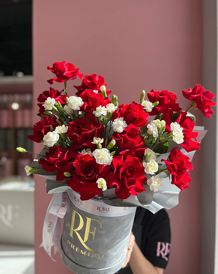 Bouquet of Composition of Dutch roses and Turkish carnations flowers delivered to Aktau