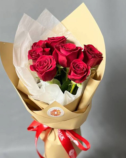 Букет из 7 голландских красных роз с доставкой по Алматы
