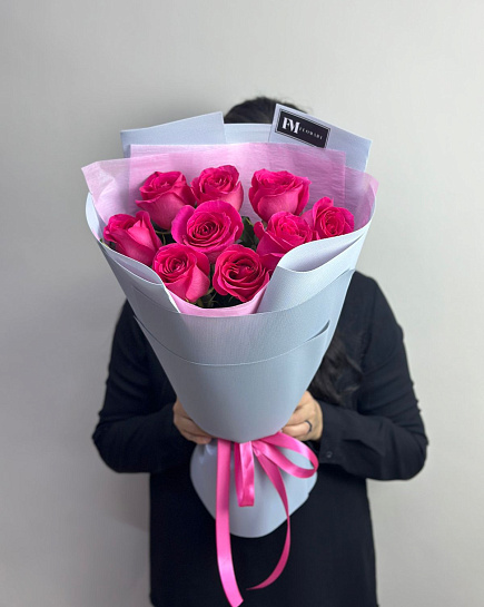 Bouquet of 9 fragrant roses flowers delivered to Astana