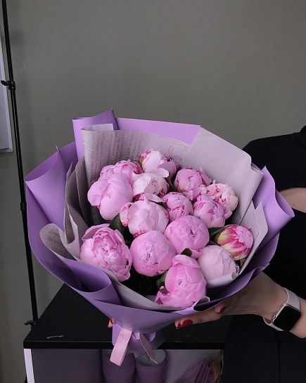 Bouquet of Bouquet of peonies 15 pcs flowers delivered to Astana