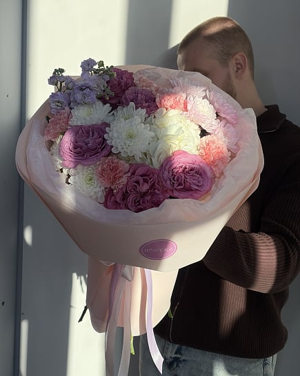 Пастельная палитра с пионовидными розами с доставкой по Астане