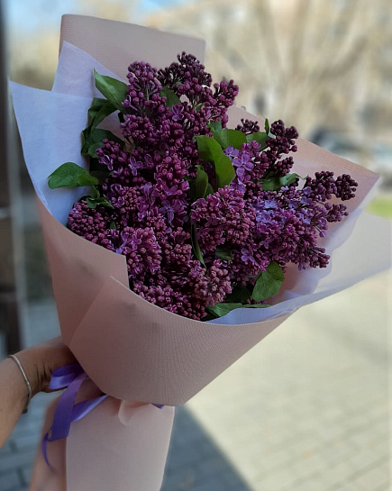 Bouquet of Lilac in craft flowers delivered to Almaty