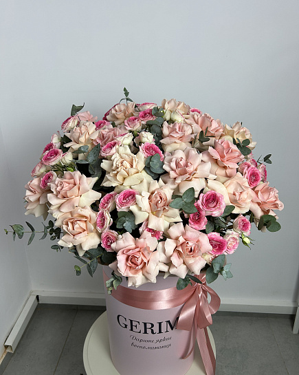 Bouquet of BIG box 100cm height flowers delivered to Astana