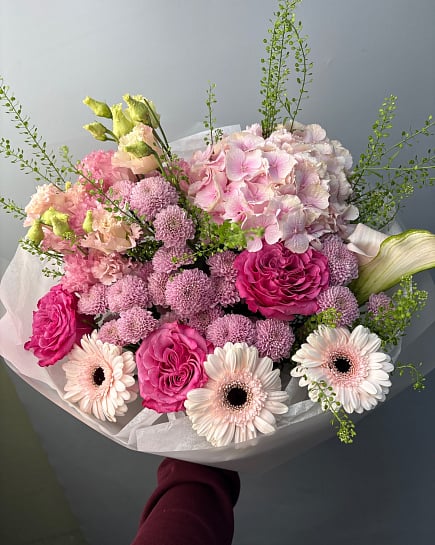 Розовое очарование с пионовидными розами с доставкой по Астане