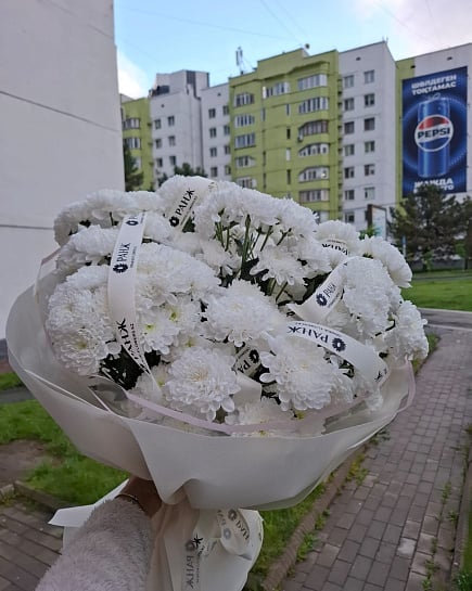 Белоснежное облако хризантем с доставкой по Алматы