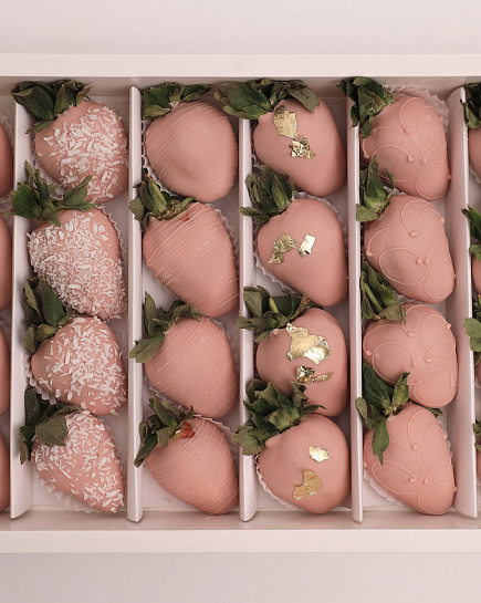 Набор 24 клубники в розовом бельгийском шоколаде с доставкой по Астане