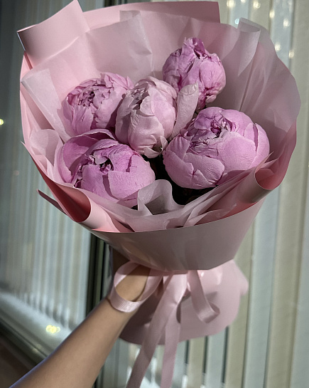 Пионы 5шт  с доставкой по Астане