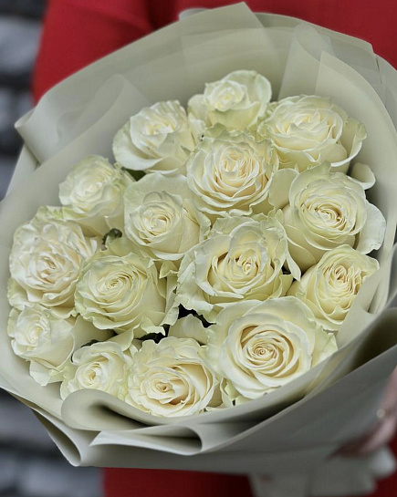 Bouquet of Bouquet of 15 white roses flowers delivered to Almaty