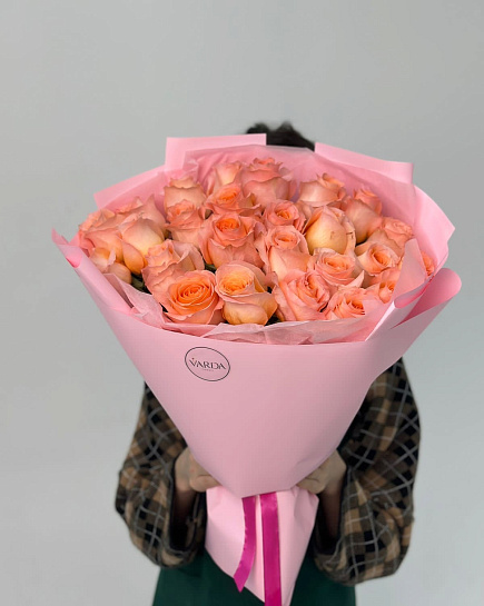 Bouquet of Dutch roses 25 pcs (shade to the taste of the florist) flowers delivered to Astana