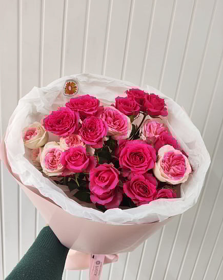 Розовое очарование кустовых роз с доставкой по Алматы