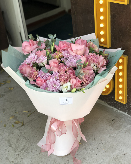 Bouquet of pink cloud flowers delivered to Astana