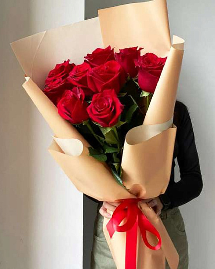 9 красных роз с доставкой по Алматы