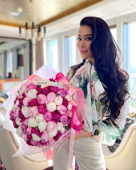 Bouquet of Mix of 101 peonies flowers delivered to Astana